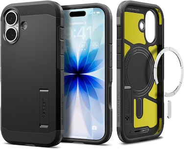 Spigen Tough Armor T MagFit designed for iPhone 17 case cover [MagSafe compatible] with [Capacitive Camera Control Button] and Kickstand - Black