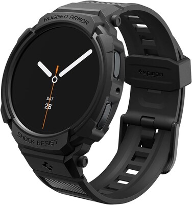 Spigen Rugged Armor PRO for Samsung Galaxy Watch 8 44mm Case with Band Protective TPU Cover with Strap (2025) - Matte Black