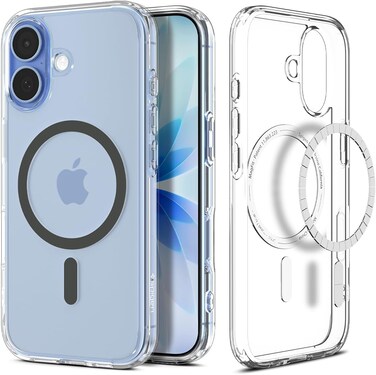 Spigen Ultra Hybrid MagFit compatible with iPhone 17 case cover [MagSafe compatible] (2025) - Clear Graphite