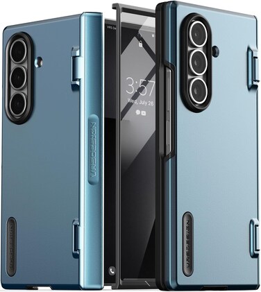 VRS Design Terra Guard Modern 360 for Samsung Galaxy Z Fold 7 case cover (2025) with [Built in Screen Protector] and Hinge Protection - Ice Blue