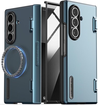 VRS Design Terra Guard Modern Halo 360 for Samsung Galaxy Z Fold 7 case [MagSafe compatible] cover (2025) [Built in Screen Protector] and Hinge Protection - Ice Blue