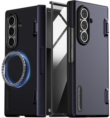 VRS Design Terra Guard Modern Halo 360 for Samsung Galaxy Z Fold 7 case [MagSafe compatible] cover (2025) [Built in Screen Protector] and Hinge Protection - Navy