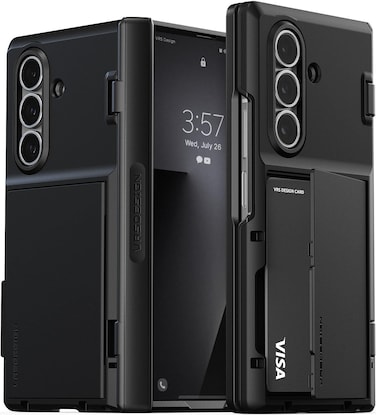 VRS Design Terra Guard Modern GO for Samsung Galaxy Z Fold 7 case cover wallet (2025) with [2 Card Holder] compartment &amp; [Hinge Protection] - Black