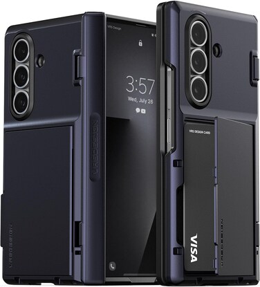 VRS Design Terra Guard Modern GO for Samsung Galaxy Z Fold 7 case cover wallet (2025) with [2 Card Holder] compartment &amp; [Hinge Protection] - Navy