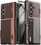 VRS Design Terra Guard Modern GO 360 for Samsung Galaxy Z Fold 7 case cover wallet (2025) with [2 Card Holder] compartment [Built-in Screen Protector] &amp; Hinge Protection - Dark Brown