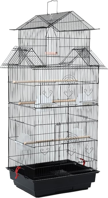 Egardenkart Priority Culture Bird cage strong and smooth iron material pet bird cage, suitable for canaries, stars, budget giars and other birds bird home for parakeets (Black)