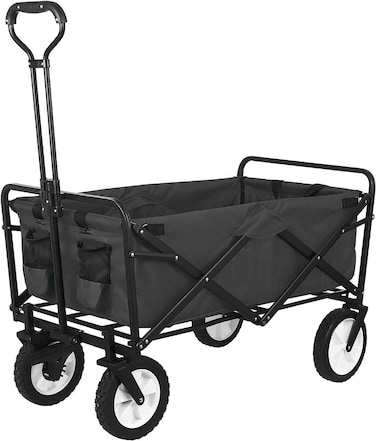 Egardenkart Heavy-duty Wagon Trolley Cart - Foldable Trolley for Shopping, Camping, Beach, Picnic   Shopping Trolley with Adjustable Handle and 360&deg; Wheels   Multipurpose Camping trolley (Black)