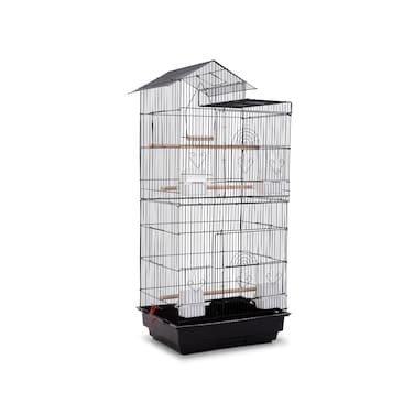 Egardenkart 39-Inch Roof-Top Large Flight Bird Cage for Small Quaker Parrots, Cockatiels, Sun Parakeets, Green Cheek Conures, Budgies, Finches, Lovebirds, and Canaries. Perfect for Pet Birds! (Black)