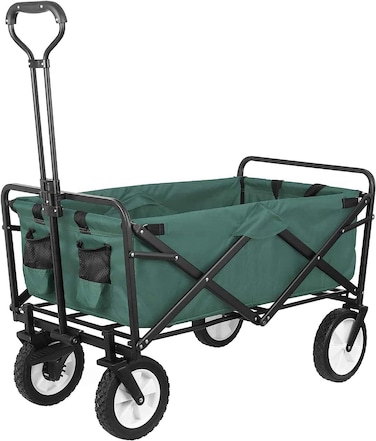 Egardenkart Heavy-duty Wagon Trolley Cart - Foldable Trolley for Shopping, Camping, Beach, Picnic   Shopping Trolley with Adjustable Handle and 360&deg; Wheels   Multipurpose Camping trolley (Green)