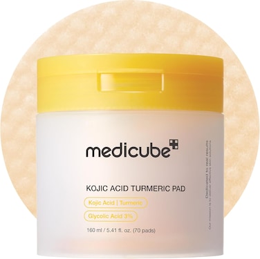 Medicube Kojic Acid Turmeric Clarifying Toner Pad for Troubled Skin &amp; Use After Spot Care, Soothing &amp; Calming with Kojic Acid, Turmeric, Niacinamide &amp; Glycolic Acid, Korean Skin Care, 70 Pads,