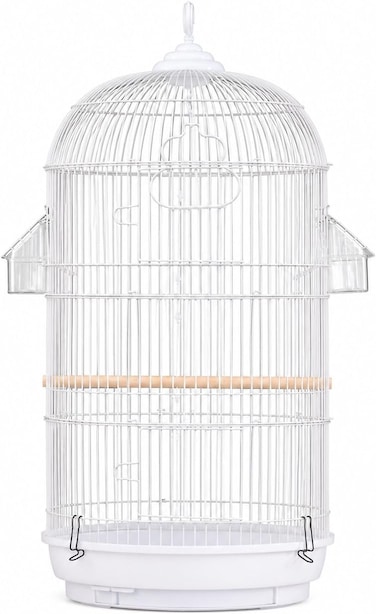 Egardenkart Bird Cage Large - 28-Inch Hanging Birds cage   Round Top Birds cage with Wooden Perches, Feeders   Budgie Cage with Easy-Clean Tray   Bird Cage for Parakeets, Cockatiels, Lovebirds (White)