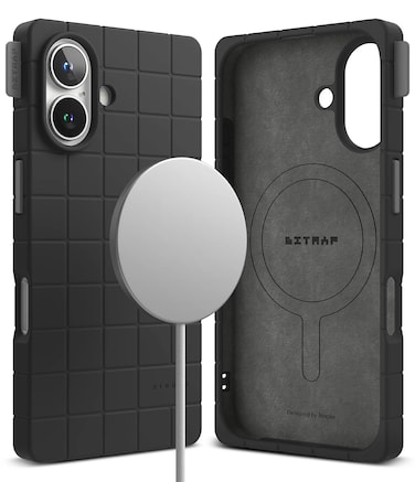 iPhone 16 Case Cover Bitmap Silicone Magnetic Series Black