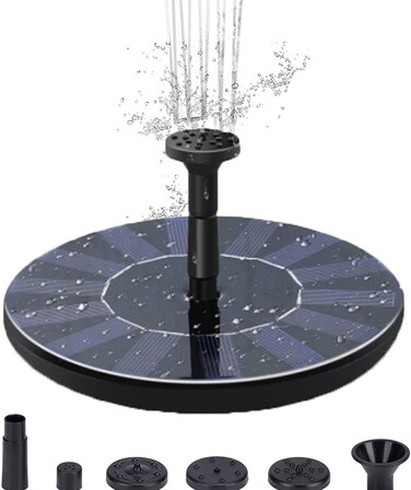 Egardenkart Solar Fountain Pump for Bird Bath, 4 Nozzles, Adjustable Spray Patterns (13cm)