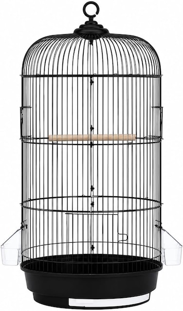 Egardenkart Bird Cage Large - 28-Inch Hanging Birds cage   Round Top Birds cage with Wooden Perches, Feeders   Budgie Cage with Easy-Clean Tray   Bird Cage for Parakeets, Cockatiels, Lovebirds (Black)