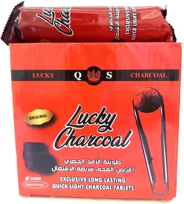 Lucky Charcoal Quick Ignition and Long Lastting for Bakhoor Coal Sheesha Charcoal-hooka - 33mm,80 Pieces