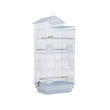 Egardenkart 39-Inch Roof-Top Large Flight Bird Cage for Small Quaker Parrots, Cockatiels, Sun Parakeets, Green Cheek Conures, Budgies, Finches, Lovebirds, and Canaries. Perfect for Pet Birds! (White)