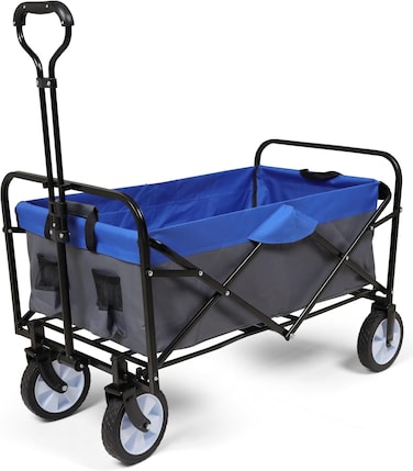 Egardenkart Heavy-duty Wagon Trolley Cart - Foldable Trolley for Shopping, Camping, Beach, Picnic   Shopping Trolley with Adjustable Handle and 360&deg; Wheels   Multipurpose Camping trolley (Grey)