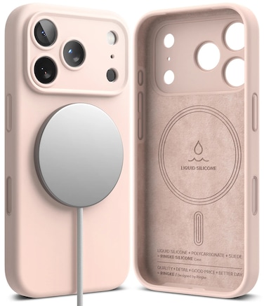 Ringke - iPhone 17 Pro Case Cover   Silicone Magnetic Series   Pink Sand