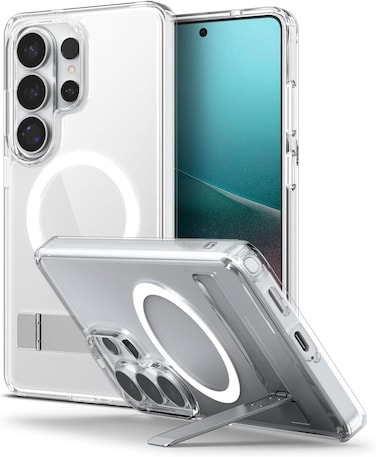Spigen Ultra Hybrid S MagFit for Samsung Galaxy S26 ULTRA case cover [MagSafe compatible] with Kickstand - Clear White