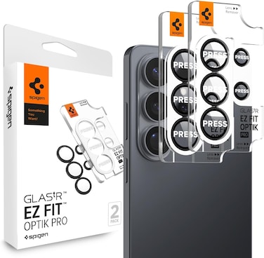 واقي شاشة وعدسة كاميرا Spigen GLAStR EZ-Fit Optik PRO لهاتف Samsung Galaxy S26 ULTRA - أسود [عبوة من قطعتين]