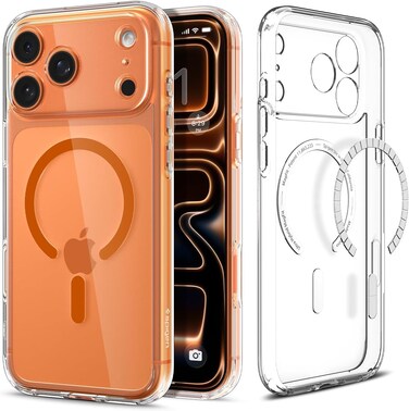 Spigen Ultra Hybrid MagFit for iPhone 17 Pro MAX case cover [MagSafe compatible] (2025) - Clear Orange