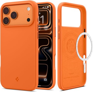 Spigen Silicone Fit MagFit for iPhone 17 Pro Max case cover [MagSafe compatible] - Cosmic Orange
