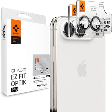 واقي عدسة كاميرا Spigen Optik Pro [عبوة من قطعتين] لهاتف iPhone Duo - أبيض نجمي