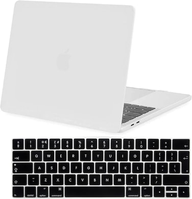 Hard Shell Case &amp; UK Layout English Keypad Cover Compatible for MacBook New Pro 13" with Touch Bar and Touch ID, Model A1706/A1708/A2159/A1989, Release in 2016/2017/2018, White