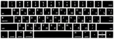 USA Version Russian English Silicone Protective Keyboard Cover for Macbook Pro 13/15 Inch with Touch Bar Model A1706/A1707/A1989/A1990/A 2159, Release 2016/2017/2018/2019, Black