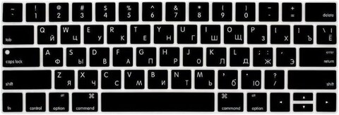 USA Version Russian English Silicone Protective Keyboard Cover for Macbook Pro 13/15 Inch with Touch Bar Model A1706/A1707/A1989/A1990/A 2159, Release 2016/2017/2018/2019, Black