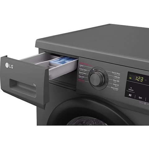 LG 8kg Front Load Washing Machine, F4J3TYG6J, Middle Black (With Direct Drive Motor)