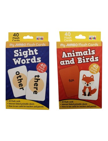 Educational Flash Card Bundle of Sight Words, Animals, and Birds. Learning Cards with Printable Worksheets for Kids(2 pieces)