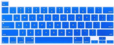 US Version English Language Silicone Keyboard Cover for Newest MacBook Pro 16" 2019 with Touch Bar Model A2141 &amp; MacBook Pro 13" 2020 with Touch Bar Model A2338 M1 M2 Chip/A2289/A2251, Dark Blue