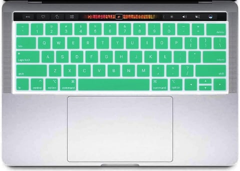 USA Version English Silicone Protective Keyboard Cover for Macbook Pro 13/15 Inch with Touch Bar Model A1706/A1707/A1989/A1990/A 2159, Release 2016/2017/2018/2019, Mint Green