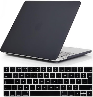 Hard Shell Case &amp; UK Layout English Keypad Cover Compatible for MacBook New Pro 13" with Touch Bar and Touch ID, Model A1706/A1708/A2159/A1989, Release in 2016/2017/2018, Black