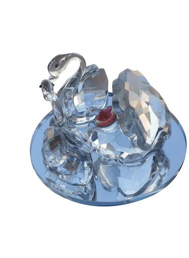 Crystal Swan Couple Decorative Figurine, Glass Art Home Decoration Showpiece, Crystal Clear Showpiece
