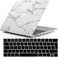 Hard Shell Case &amp; UK Layout English Keypad Cover Compatible for MacBook New Pro 13" with Touch Bar and Touch ID, Model A1706/A1708/A2159/A1989, Release in 2016/2017/2018, White Marble