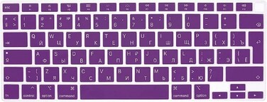 EU/UK Layout Russian Language Silicone Keyboard Cover for MacBook Air 13&quot; 2020 M1 Chip Model A2179/A2337 With Touch ID, Dust/Spill Protection, Easy Install &amp; Washable Accessories Protector, Purple