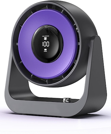 Portable Desk Fan with Smart LED Display, 100 Speed Levels Table Fan with 4000mAh Battery, Adjustable Angle, Quiet Operation For Bedroom Home Office Desktop Travel