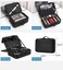 Large Makeup Bag 3 Layers Professional Train Cosmetic Bag Makeup Organizer Case Portable Artist Storage Brush Box with Adjustable Dividers and Strap for Makeup Accessories, Black