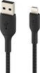 Belkin Braided Lightning Cable (Boost Charge Lightning to USB Cable for iPhone, iPad, AirPods) MFi-Certified iPhone Charging Cable, Braided Lightning Cable (1M, Black)