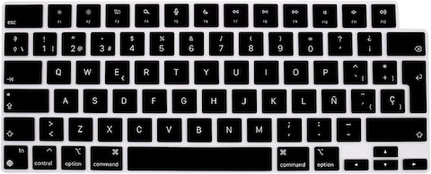 EU/UK Version Spanish English Keyboard Cover for MacBook Air 15.3&quot; M2 A2941/Air 13.6&quot; M2 A2681, MacBook Pro 14.2&quot;/16.2&quot; 2023-2021 M3/M2/M1, A2918/A2992/A2779/A2442/A2991/A2780/A2485, Black