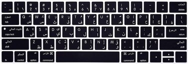USA Version Arabic English Silicone Protective Keyboard Cover for Macbook Pro 13/15 Inch with Touch Bar Model A1706/A1707/A1989/A1990/A 2159, Release 2016/2017/2018/2019, Black