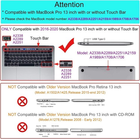 Plastic Hard Shell Case Cover Compatible with MacBook Pro 13-Inch with/without Touch Bar &amp; Touch ID Model:- A2338 M2/M1 A2251/A2289/A2159/A1989/A1708/A1706, Release 2016 to 2022, Mint Green