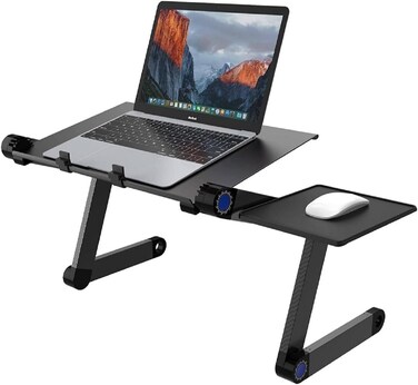 Adjustable Laptop Stand with Mouse Platform, Foldable Laptop Riser for Bed &amp; Sofa, Ergonomic Desk Stand for Tablets and Laptops, Portable and Adjustable Height &amp; Angle