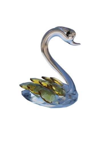 Crystal Swan Figurine, Home Decoration Showpiece, Beautiful Yellow Wings