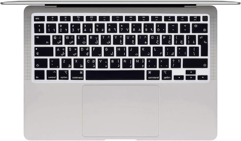 EU/UK Layout Arabic Language Silicone Keyboard Cover for MacBook Air 13&quot; 2020 M1 Chip Model A2179/A2337 With Touch ID, Dust/Spill Protection, Easy Install &amp; Washable Accessories Protector, Black