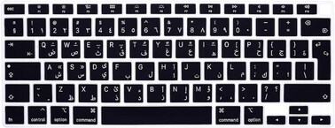 EU/UK Layout Arabic Language Silicone Keyboard Cover for MacBook Air 13" 2020 M1 Chip Model A2179/A2337 With Touch ID, Dust/Spill Protection, Easy Install &amp; Washable Accessories Protector, Black