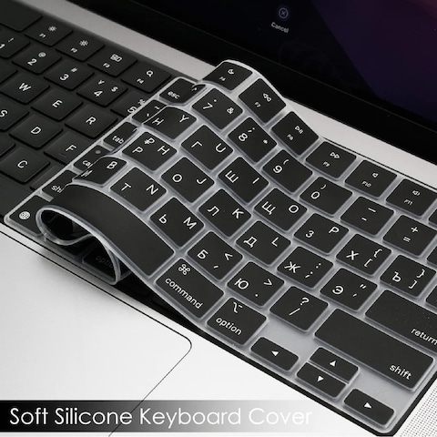 US Version Russian Keyboard Cover for MacBook Air 15/13.6&quot; 2022,2023 Model A2941/A2681, MacBook Pro 14&quot; 2023,2022, Model A2442, A2779 M1, MacBook Pro 16&quot; 2023,2022, Model A2485,A2780 M1, Black