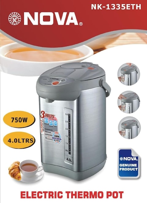 Electric Thermo Pot Water Dispenser - 750 Watts, Instant Hot Water, Energy Efficient, Auto Shut-Off, Stainless Steel&quot; 4.0Litres